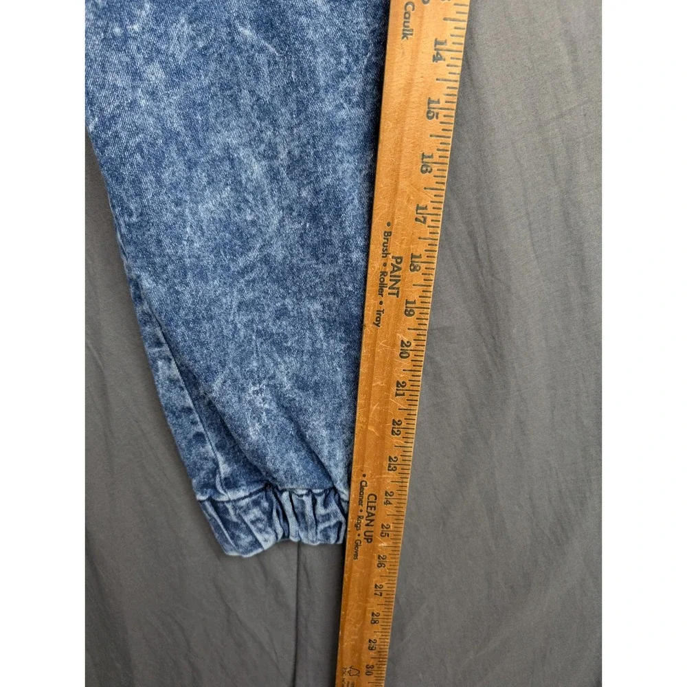 Modern Culture Mens Large Acid Wash Blue‎ Denim Cargo Jogger Pants Stretch Jeans